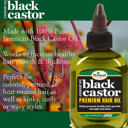 Difeel Superior Growth 4-Piece Jamaican Black Castor Set — Shampoo, Mask, Root Stimulator & Oil (12 oz / 2.5 oz)