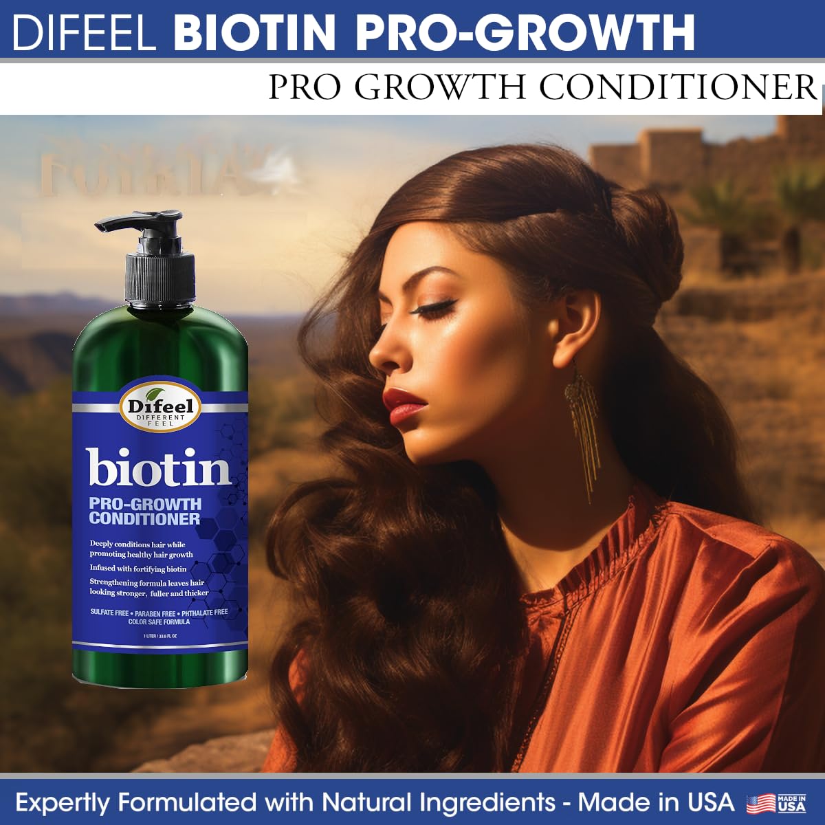 Difeel Elevated Pro-Growth Biotin Conditioner for Hair Growth – Paraben-Free, 12 oz