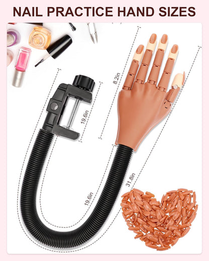 Difenni Practice Hand for Acrylic Nails – Magnetic Rotatable Nail Art Hand for Beginners