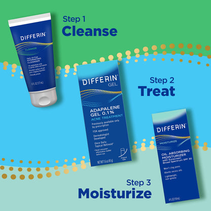 Differin Oil Absorbing Moisturizer with SPF 30 | Matte Finish, Non-Greasy Hydration for Acne-Prone Skin