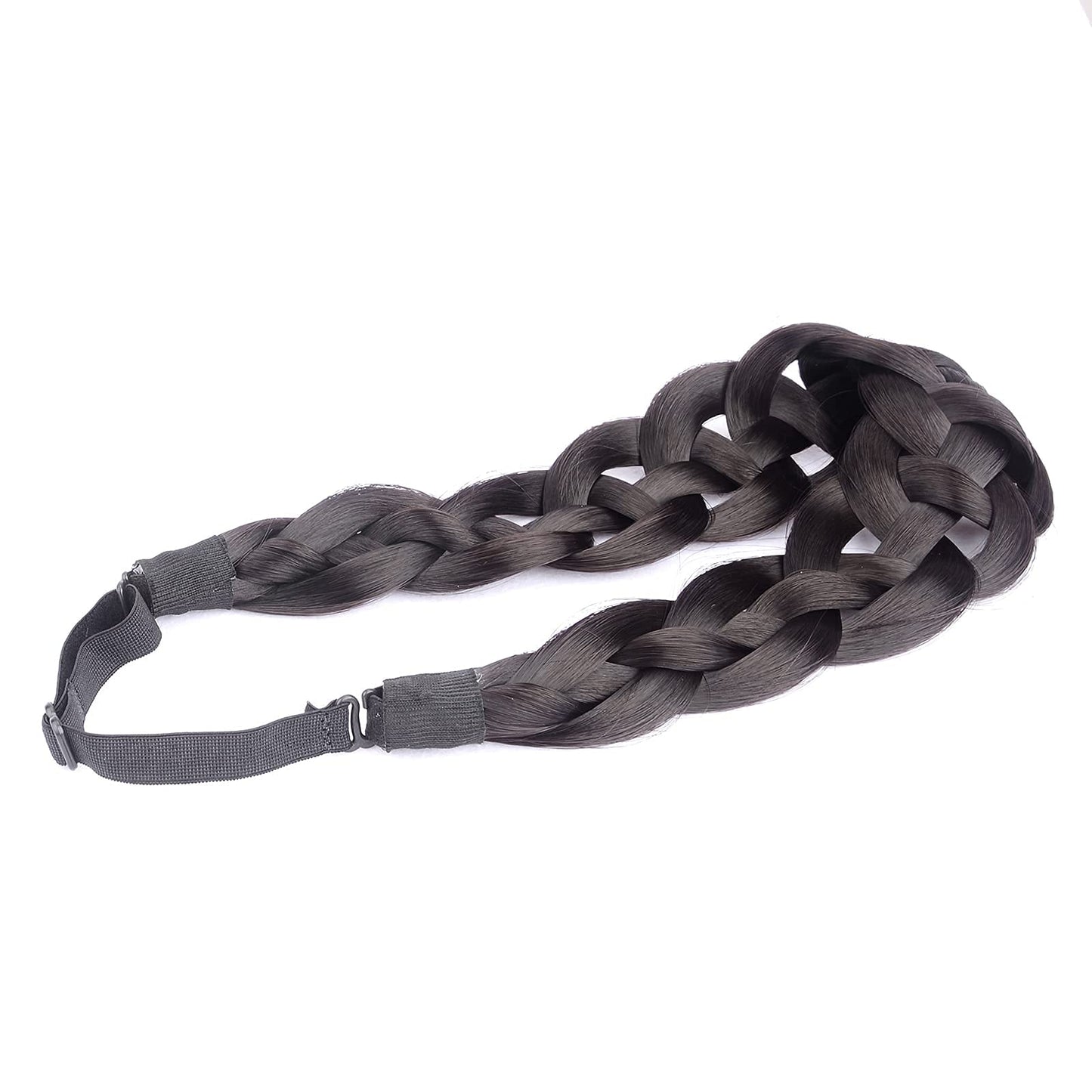 DIGUAN Hollow-Out Synthetic Hair Braided Headband – Deep Brown for Women