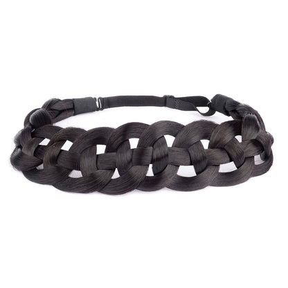 DIGUAN Hollow-Out Synthetic Hair Braided Headband – Deep Brown for Women