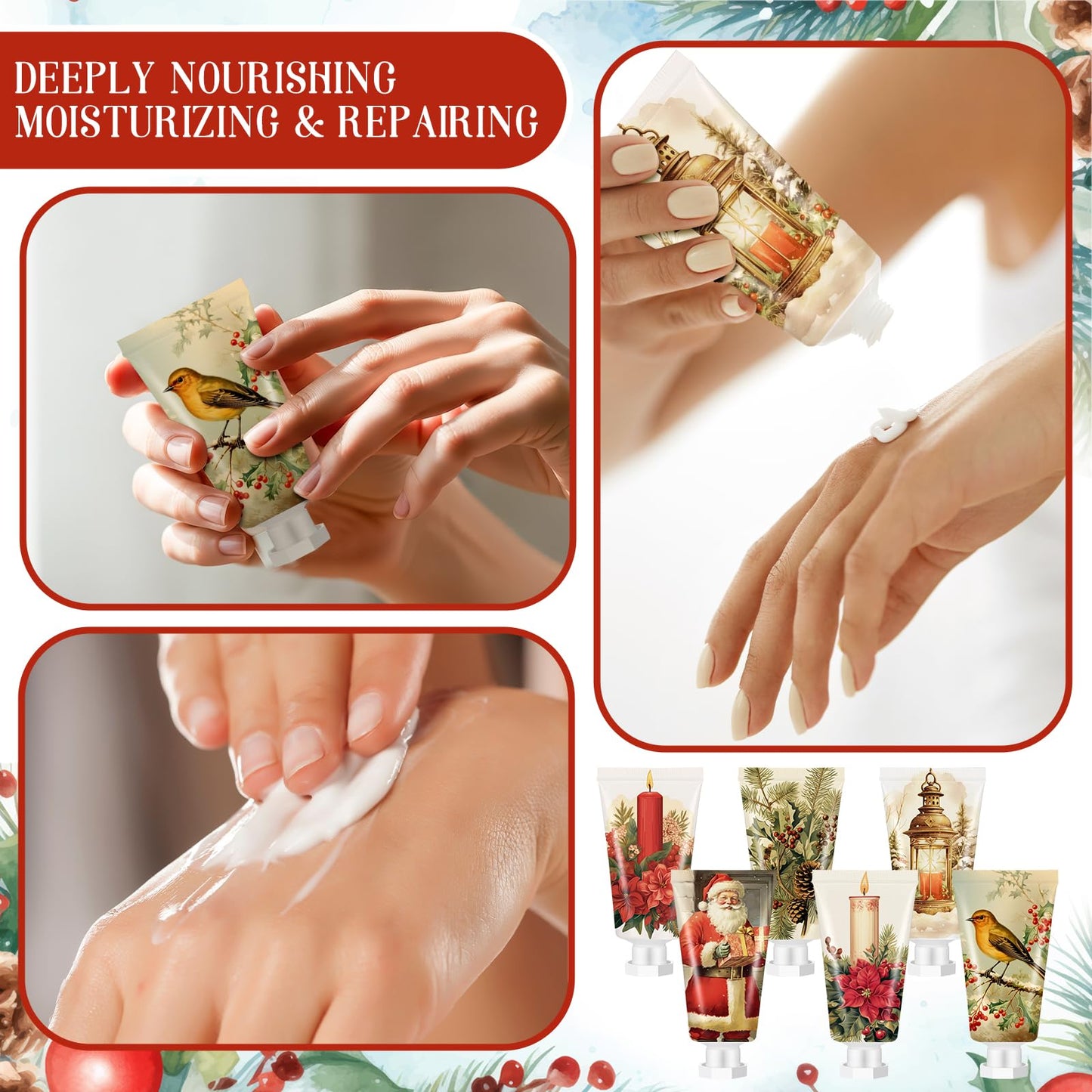 Dimsile 48-Piece Christmas Hand Cream Gift Set – 6 Fragrances, Travel-Size Moisturizers