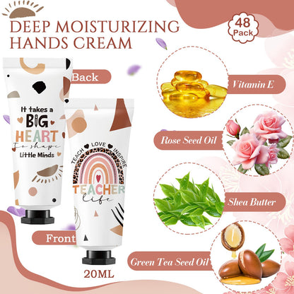 Dimsile 48-Set Christmas Teacher Gifts: Hand Cream, Lip Balm & Organza Bags