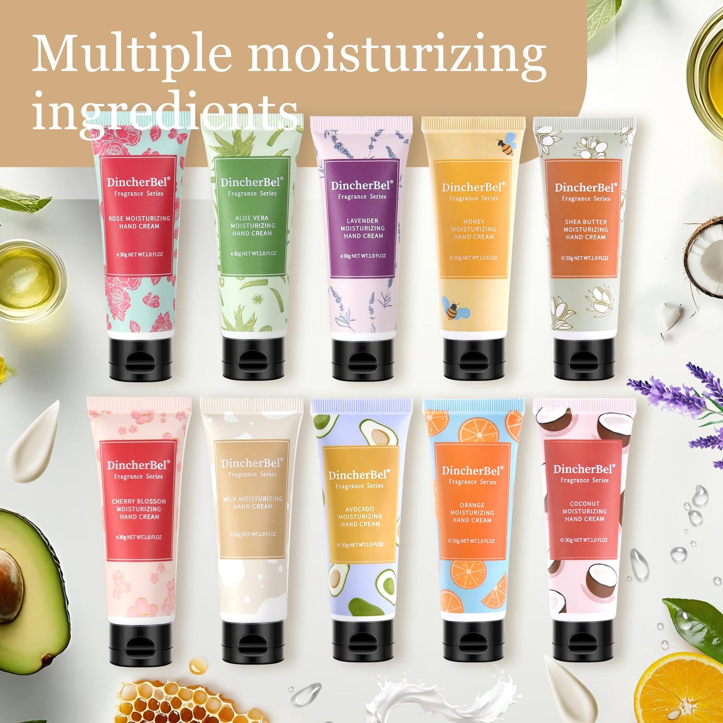 DincherBel 100 Pack Coconut Hand Cream Bulk – Travel-Size, Non-Greasy Hydration 1 oz