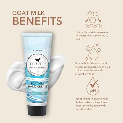 Dionis Goat Milk Hand Cream Ocean Mist — 1oz (Pack of 6) | Non-Greasy Hydration