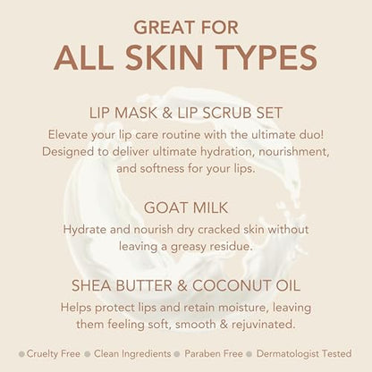 Dionis Goat Milk Lip Polish & Butter Lip Mask Duo – Pack of 2 | Lip Care Set