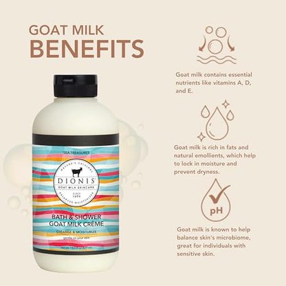 Dionis Goat Milk Sea Treasures Bath Soap & Shower Crème – Rich Hydration, Cruelty-Free (14.5 oz)