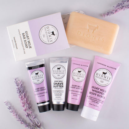 Dionis Lavender Blossom Goat Milk Travel Set – 6 Pc Self-Care Essentials