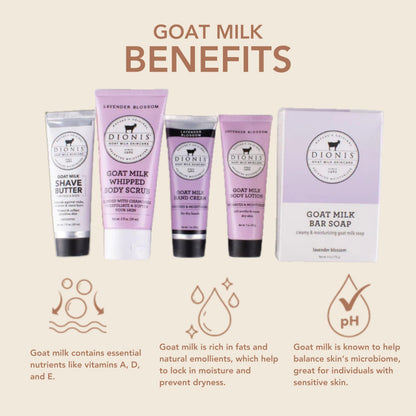 Dionis Lavender Blossom Goat Milk Travel Set – 6 Pc Self-Care Essentials