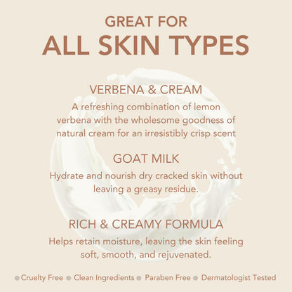 Dionis Verbena & Cream Goat Milk Bundle – Hydrating Body Lotion + Travel Size Cream