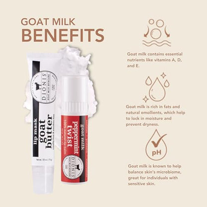 Dionis Goat Butter Overnight Lip Mask & Peppermint Twist Lip Balm Set (2-Pack)