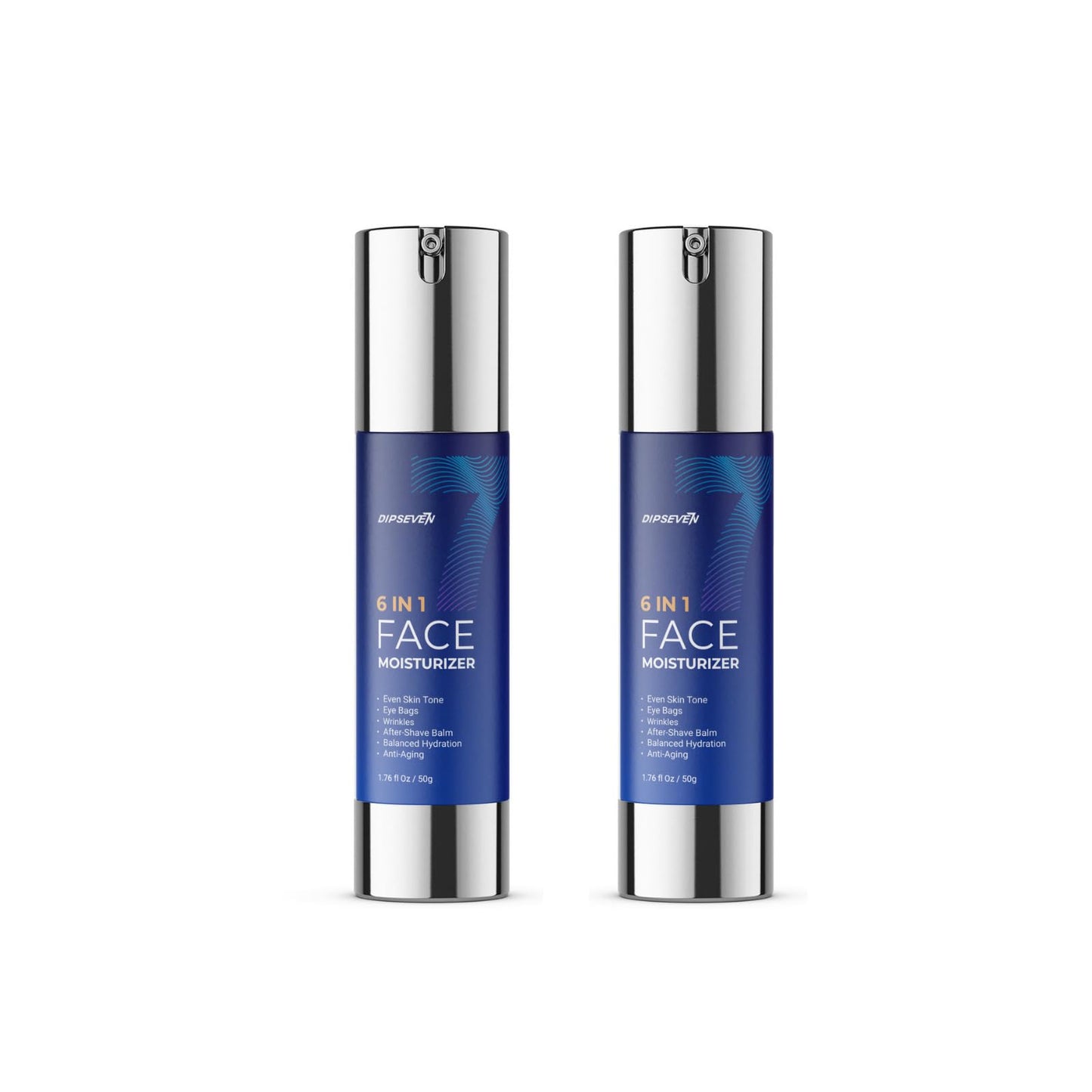 DIPSEVEN 6 in 1 Face Cream for Men – Anti-Aging Moisturizer with Peptides, Hyaluronic Acid & Squalane | Wrinkle & Eye Bag Treatment (2 PCS)