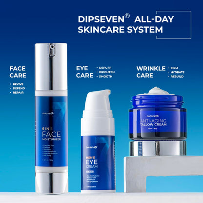 DIPSEVEN Men's Eye Cream - Under Eye Treatment for Bags, Wrinkles & Dark Circles - Peptides + Hyaluronic Acid