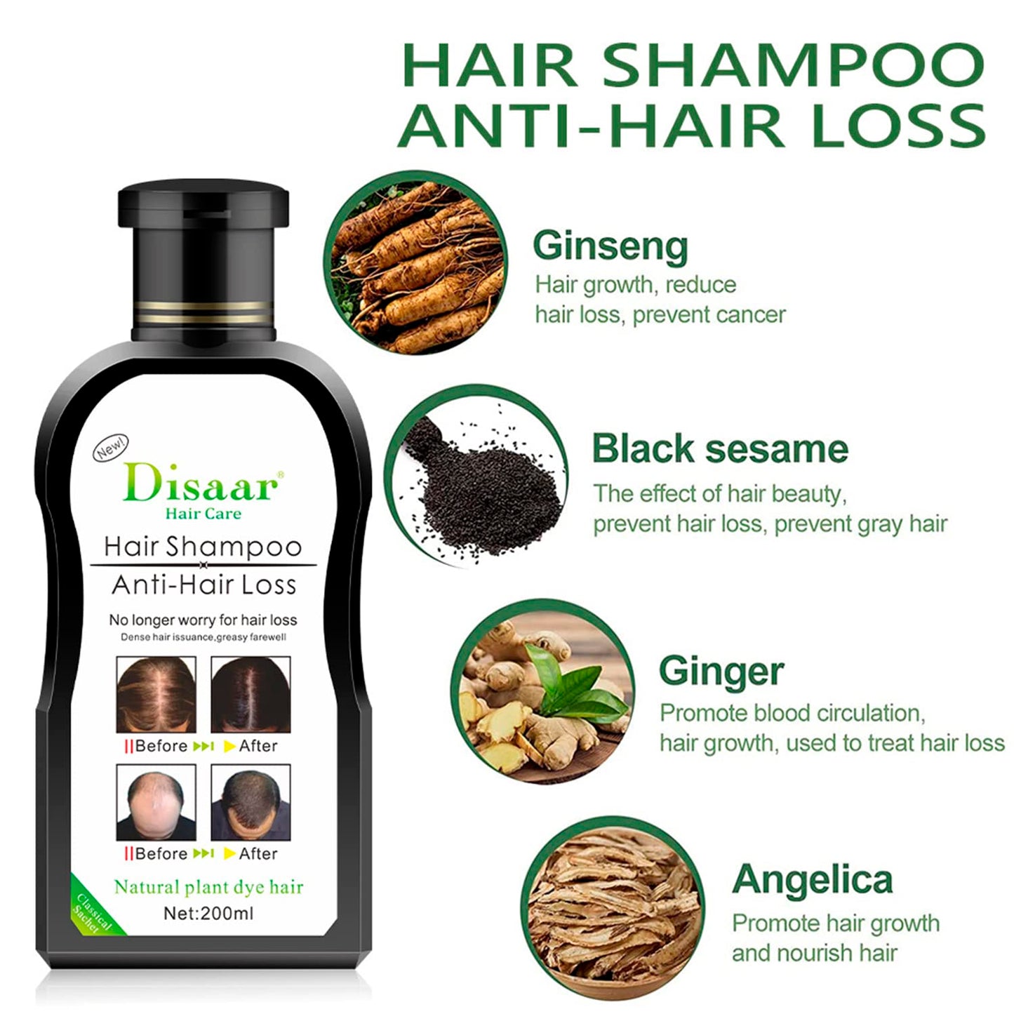 DISAAR Beauty Anti-Hair-Loss Shampoo & Growth Serum 200ml – Herbal Scalp Care & Regrowth Support