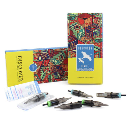DISCOVER DEVICE 20pcs Disposable Tattoo Needle Cartridges with Membrane Safety – Curved Magnum 1211CM