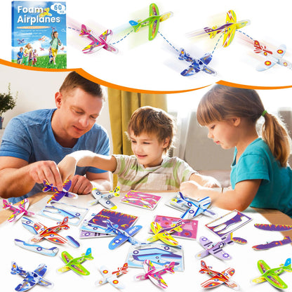 Diteryy 60 Pack Foam Airplanes for Kids – Easy Throwing Gliders, Colorful Party Favors