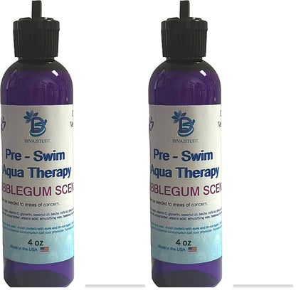 Diva Stuff Kids Pre-Swim Aqua Therapy Lotion – Chlorine Neutralizing Moisturizer, Bubblegum Scent, USA Made (Pack of 2)