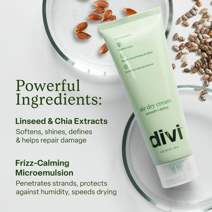 Divi Air Dry Styling Cream for Curly, Wavy & Frizzy Hair | Frizz Control, Definition & 24-Hour Softness | 4 oz