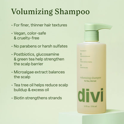 Divi Major Volume Bundle – Volumizing Shampoo, Conditioner & Strand Plumper for Fine or Thinning Hair | 3-Piece Set