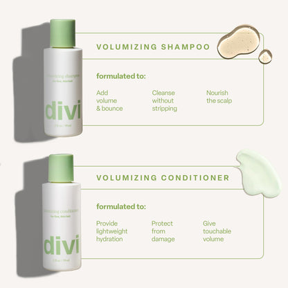 Divi Mini Volumizing Shampoo & Conditioner - Lightweight for Fine Hair (2oz)