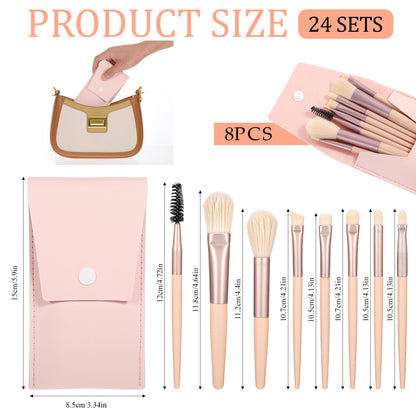 DIVINA VITAE 24Sets Travel Makeup Brush Set – Portable Pink Mini Brushes