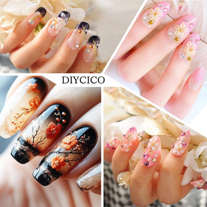 DIYCICO Nail Art Tools 24Pcs Set – 2 Nail Stands, Brushes, Palette & Dotting Pens
