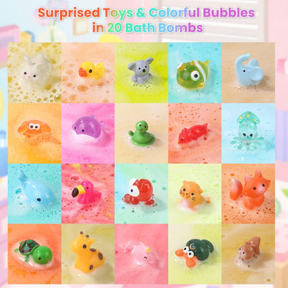 DIYDEC 20pcs Bath Bombs with Surprise Inside — Mini Resin Animals Gift Set
