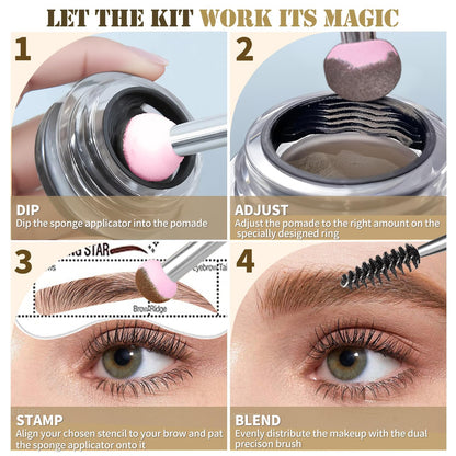 Dmktu Eyebrow Stamp Kit with Stencils – Waterproof, Smudge-Proof, 10 Templates, Dark Brown
