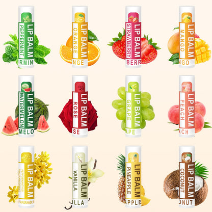 Dmsky 60 Pack Lip Balm – Natural Moisturizing Lip Balms with Vitamin E & Coconut Oil, 12 Flavors