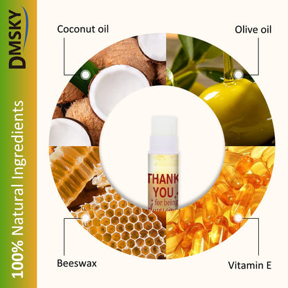 DMSKY Appreciation Gifts Lip Balm Bulk – 60 Pcs Thank You Gifts for Co-workers & Teachers
