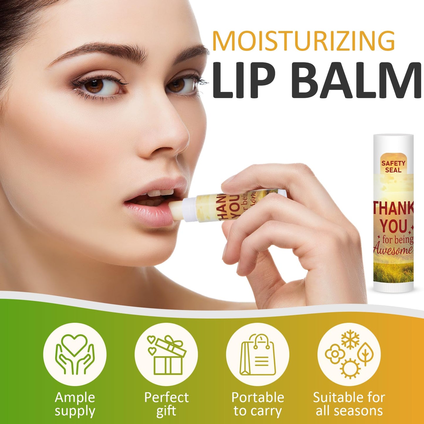 DMSKY Appreciation Gifts Lip Balm Bulk – 60 Pcs Thank You Gifts for Co-workers & Teachers