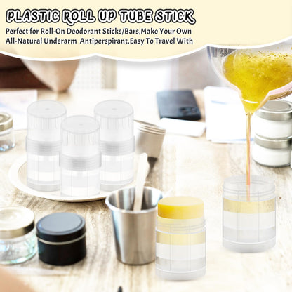 DMuuuDM 15-Pack 1oz Twist-Up Deodorant Containers – Empty Clear Tubes for DIY Deodorant & Balm