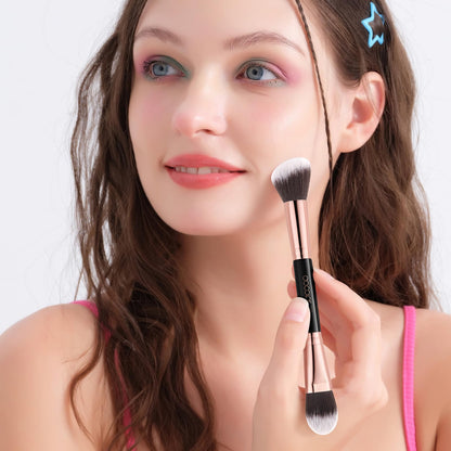 Docolor 6Pcs Double-Sided Makeup Brushes | Dual-Ended Eye & Brow Set