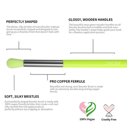 Docolor 10Pcs Neon Green Makeup Brush Set – Premium Synthetic Face & Eye Brush Kit