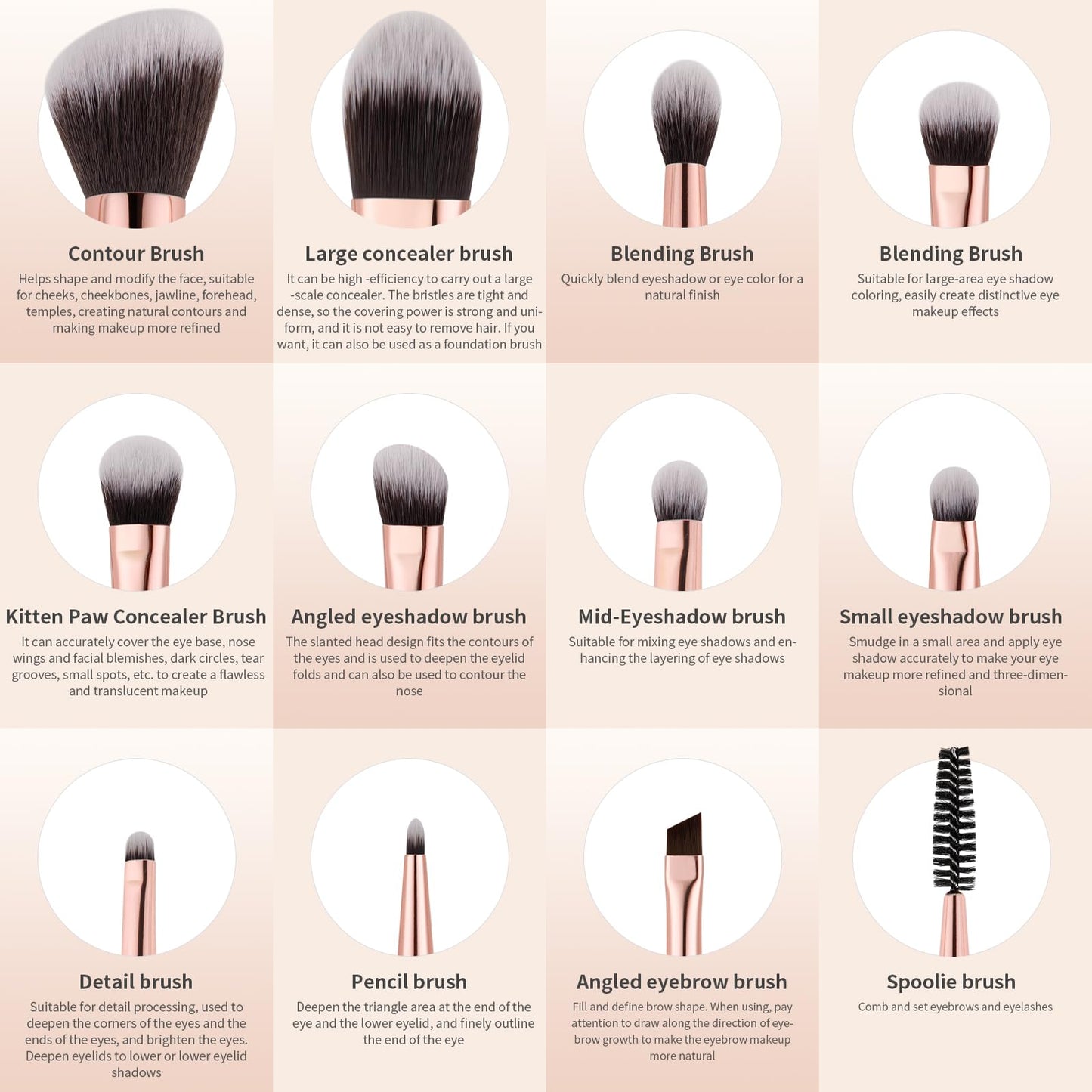 Docolor 6Pcs Double-Sided Makeup Brushes | Dual-Ended Eye & Brow Set