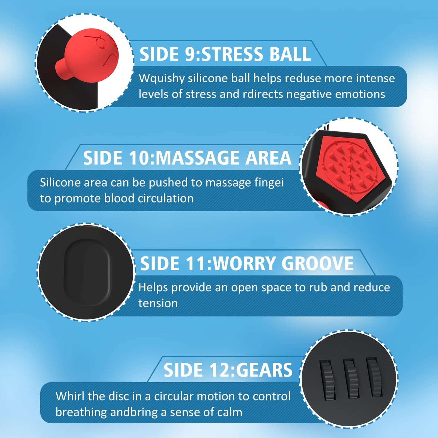 DoDoMagxanadu Fidget Dodecagon – 12-Sided Sensory Cube (A4 Black/Red) for Focus