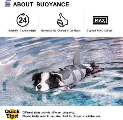 Dog Life Jacket Floatation, Pet Life Vest Shark Costume Size L