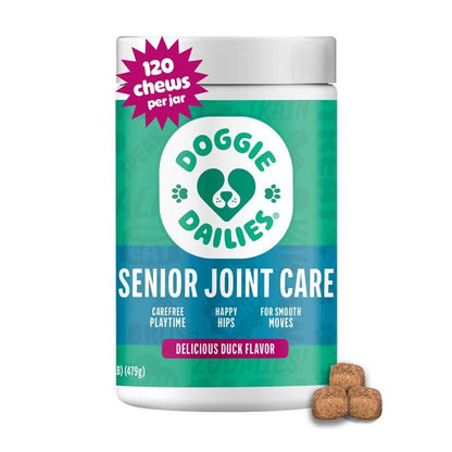 Doggie Dailies Advanced Senior Hip & Joint Chews for Dogs (Duck) - 120 Count