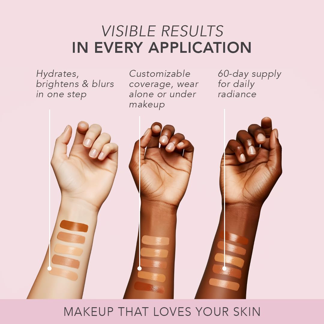 Doll 10 NO TCE Liquid Filter – Deep/Rich CC Cream & Skin Tint, Lightweight Foundation, Pore Blur, Vegan Clean Makeup, 30 Day Supply