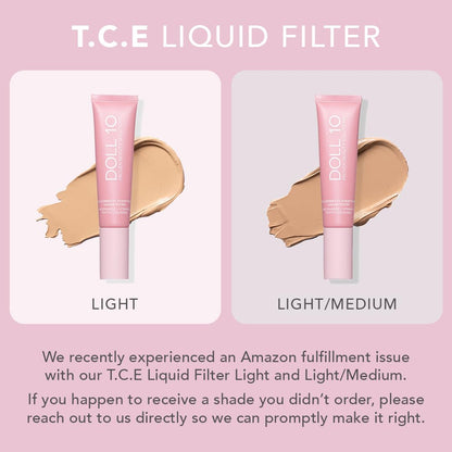 Doll 10 NO TCE Liquid Filter CC Cream – Light Skin Tint, Vegan, Clean Makeup