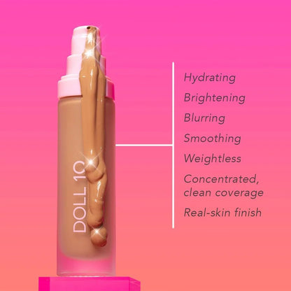 DOLL 10 NO T.C.E. Super Coverage Serum – Hydrating Full Coverage Foundation for Mature Skin, Clean Vegan Cruelty-Free