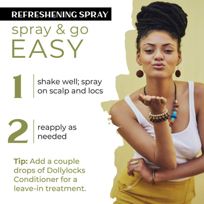 Dollylocks Refreshening Spray for Locs, Braids & Extensions | Tea Tree Spearmint, 8 oz