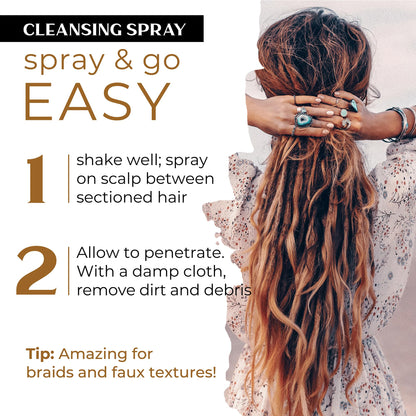 Dollylocks Cleansing Rinse-free Shampoo Spray – Plant-Based, Residue-Free (8oz) for Locs, Braids & Extensions