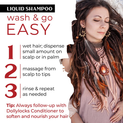 Dollylocks Clarifying Liquid Shampoo – Rosemary Peppermint Lemon | Paraben-Free, Plant-Based Dreadlock Care | 8oz