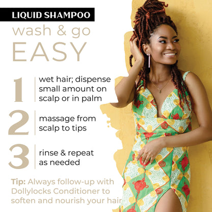 Dollylocks Claifying Liquid Shampoo Coconut Lime | Paraben-Free, Plant-Based, Vegan, Residue-Free Loc Care | All Hair Types | 8oz