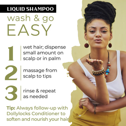 Dollylocks Clarifying Liquid Shampoo – Tea Tree Spearmint | Paraben-Free, Plant-Based, Vegan & Residue-Free for Dreadlocks | 8oz
