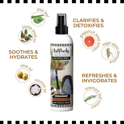 Dollylocks Cleansing Rinse-free Shampoo Spray – Plant-Based, Residue-Free (8oz) for Locs, Braids & Extensions