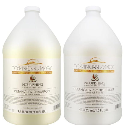 Dominican Magic Coconut Detangler Shampoo & Conditioner — Hydrating Coconut Oil & Aloe Vera, 2 x 1 Gal