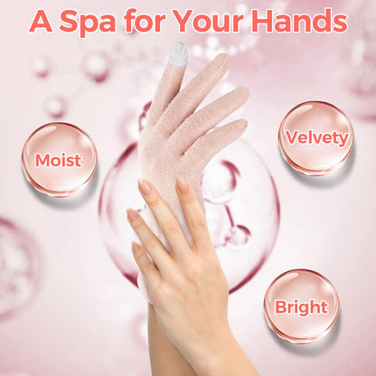 Donfri 6 Pairs Cotton Moisturizing Gloves – Overnight Hand Care, Touchscreen Compatible, Small Pink